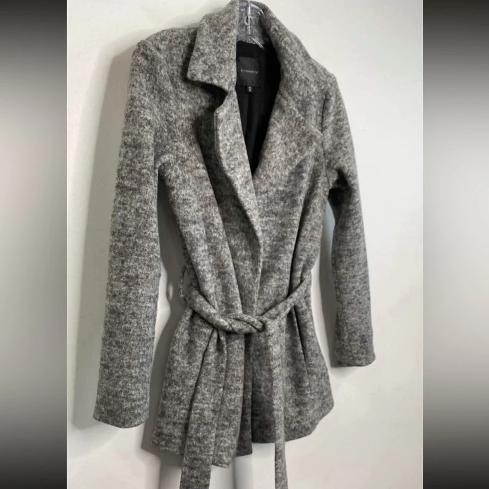Dynamite Belted Lapel Jacket Coat With Pockets - Small - Picture 2 of 6